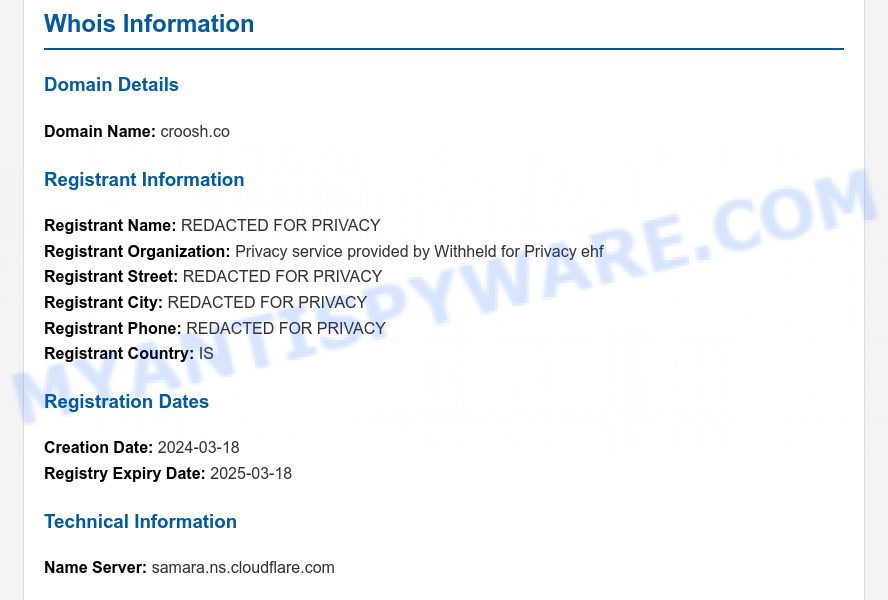 Croosh.co WHOIS Lookup