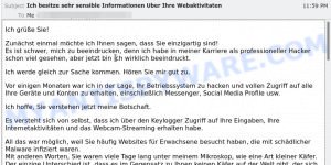 Ich besitze sehr sensible Informationen Uber Ihre Webaktivitaten Email Scam