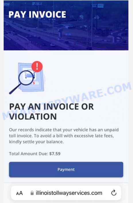 Illinois Tollway Unpaid Toll Invoice Scam pay invoice