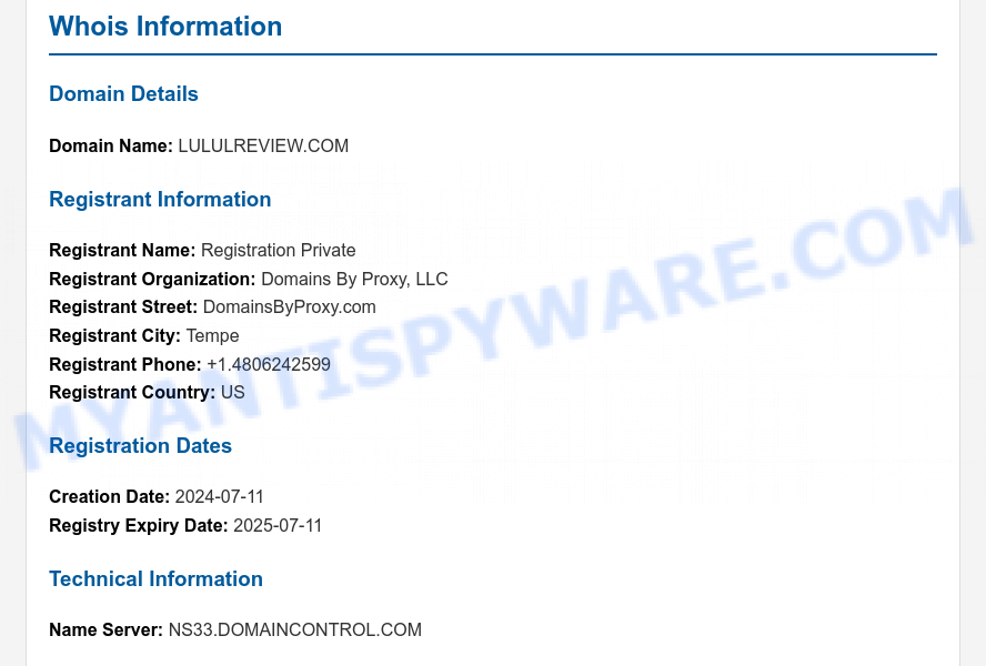 Lululreview.com WHOIS Lookup