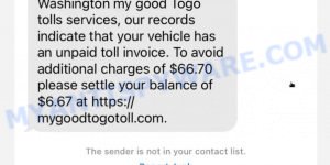 MyGoodToGoToll.com Text Scam