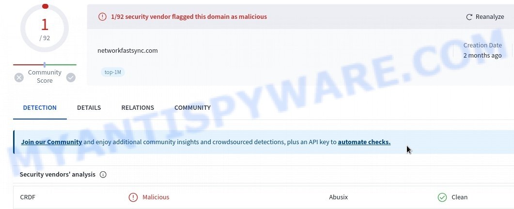 Networkfastsync.com malicious
