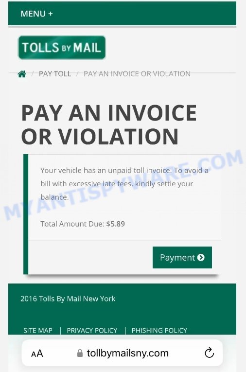 New York Toll Services text Toll scam website