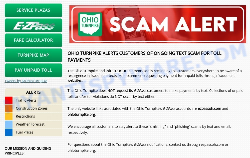 Ohio Turnpike Scam Alert