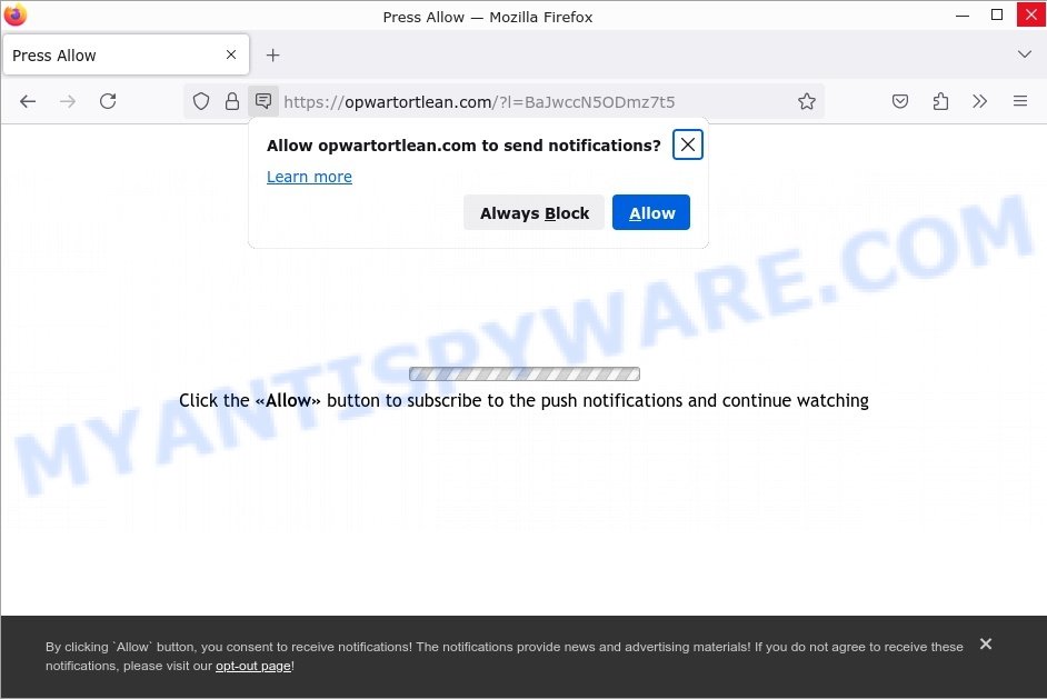 Opwartortlean.com virus click Allow scam