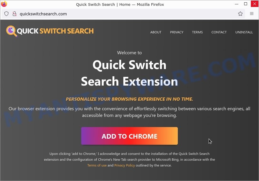 Quick Switch extension (Virus Removal Guide) Search Engine Fix