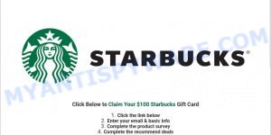 Sbuxcard100.com 100 Starbucks Gift Card scam