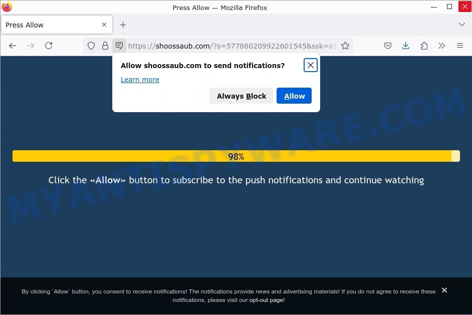 How to remove Shoossaub.com pop-up ads