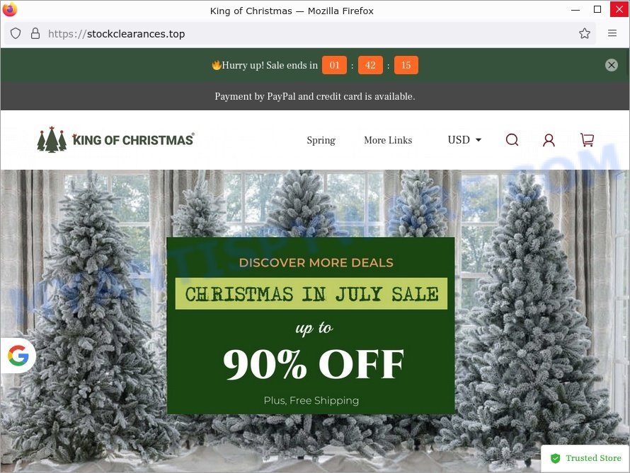 Stockclearances.top fake King of Christmas scam