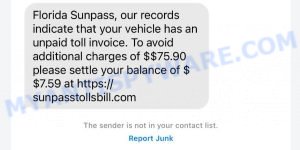 SunPassTollsBill.com text scam