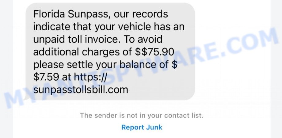 SunPassTollsBill.com text scam
