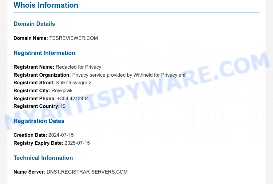 Tesreviewer.com WHOIS Lookup