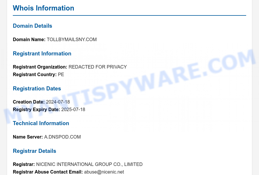 Tollbymailsny.com WHOIS Lookup