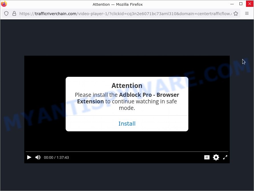 Trafficriverchain.com popup scam