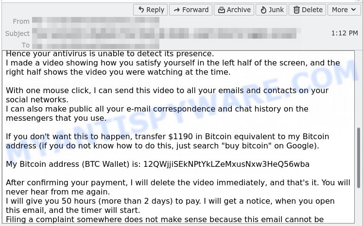 12QWjjiSEkNPtYkLZeMxusNxw3HeQ56wba Bitcoin Email Scam