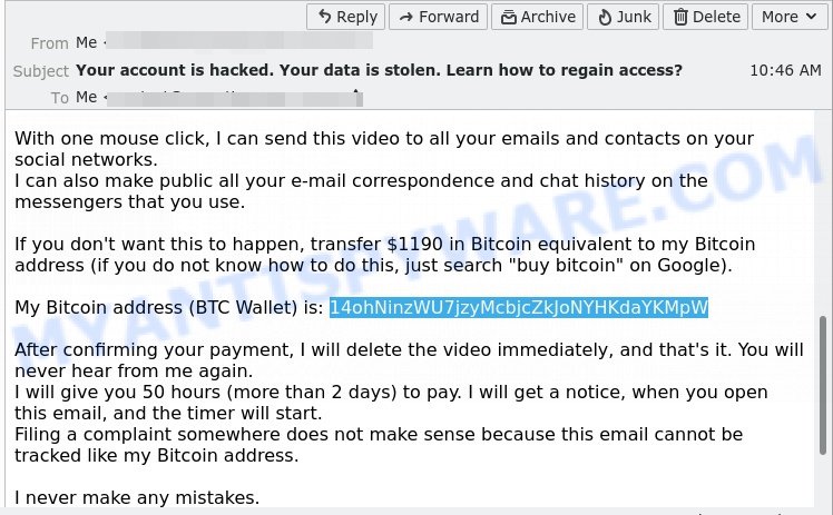 14ohNinzWU7jzyMcbjcZkJoNYHKdaYKMpW Bitcoin Email Scam