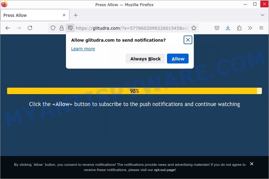 Glitudra.com click Allow scam