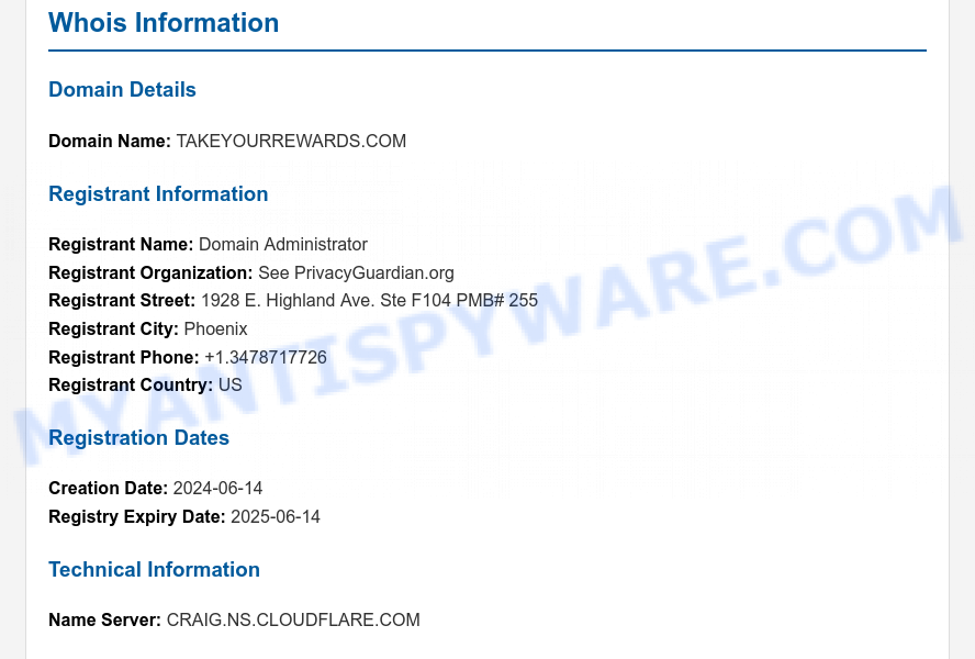 Takeyourrewards.com WHOIS Lookup