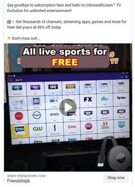 UnboundScreen TV Evolution box scam ads