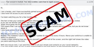 Your account is hacked. Your data is stolen. email scam